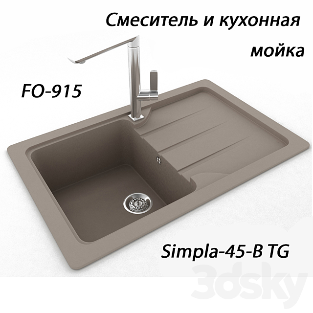3d Models Sink Teka Mixer Fo 915 Sink Teka Simpla 45 B Tg