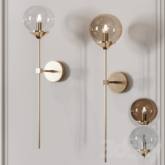 3d Models Wall Light Retro Long Pole Brass Contemporary Wall Sconce