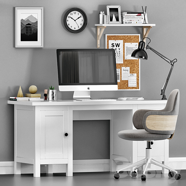 3d Models Other Ikea Hemnes With Alki Lan Chair Workplace