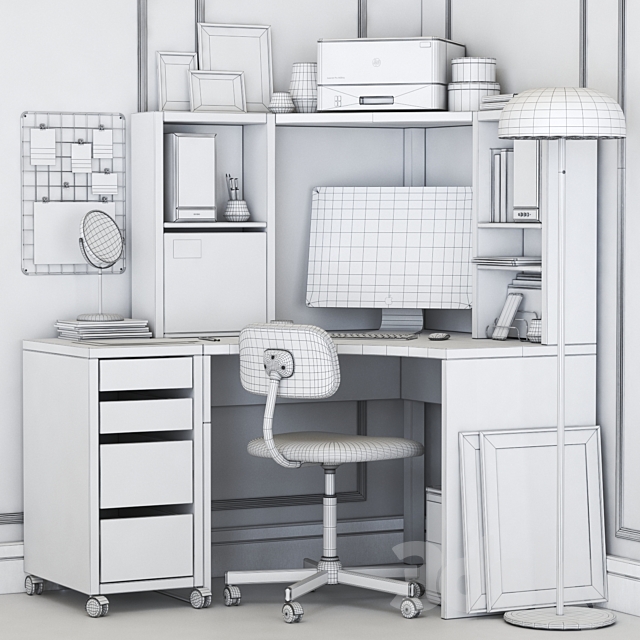 3d Models Office Furniture Ikea Micke Corner Workplace