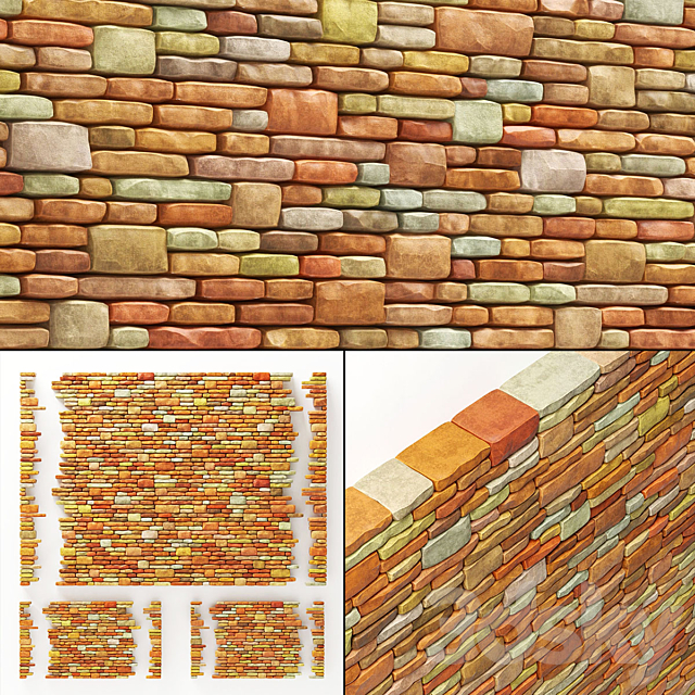 3d Models Other Decorative Objects Brick Granite Color Stone Many Part Brick Color Decorative Wall