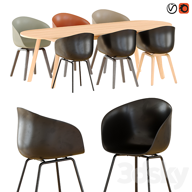 3d Models Table Chair Hay Triangle Leg Table And Chaies