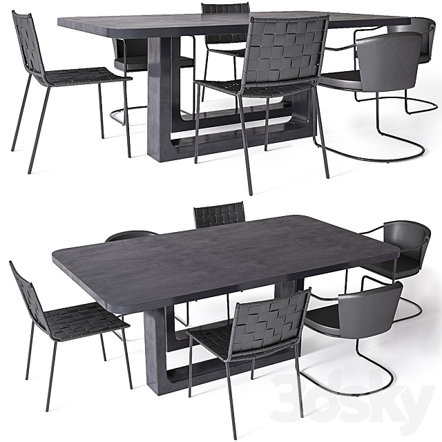 3d Models Table Chair Cb2 Anywhere Dining Table Cleo Black