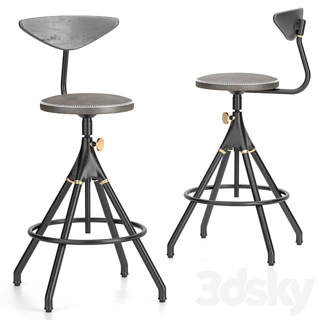 Akron Bar Stool, 3d Models Chair District Eight Akron Counter Stool With Backrest