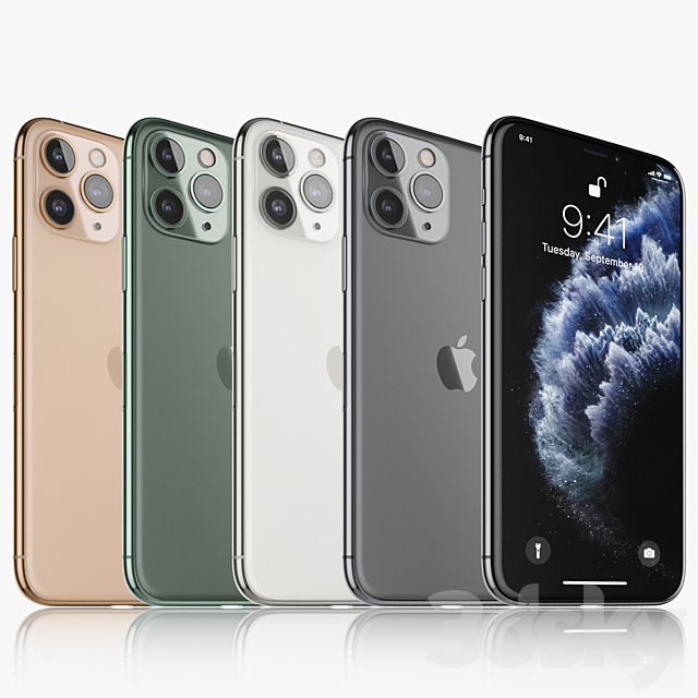 3d Models Phones Apple Iphone 11 Pro All Colors