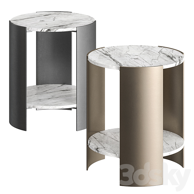 3dpromodel - CB2 Exclusive Beret Marble 2-Tier Side Table