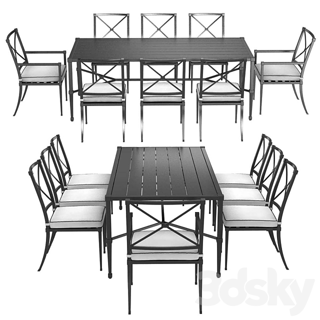 3d Models Table Chair Restoration Hardware Trousdale Table And Chairs