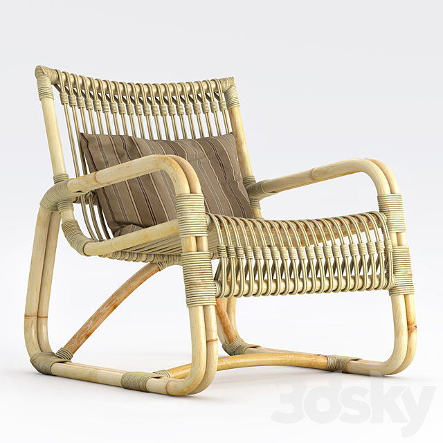 3d Models Arm Chair Cane Line Curve Lounge Armchair Natural
