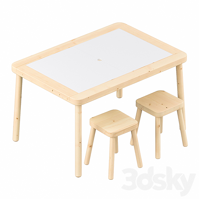 IKEA FLISAT - Table + Chair - 3D Models