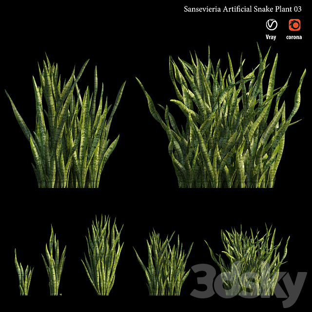 3d Models Grass Sansevieria Artificial Snake Plant 03