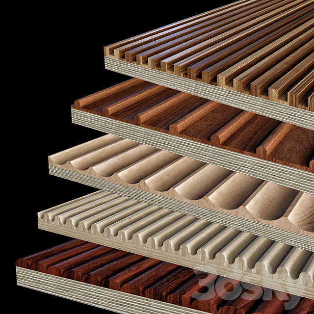 Milled wood panels 3D panel 3D Models