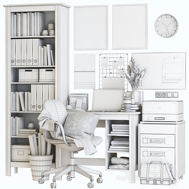 3d Models Office Furniture Ikea Brusali Office Workplace With Langfjall Chair