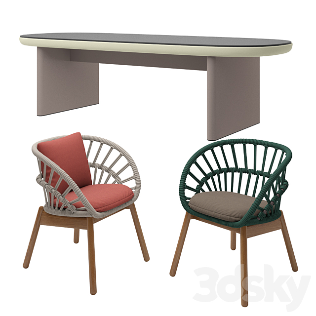 3d Models Table Chair Kettal Cala Dining Chair Teak Wood And Table