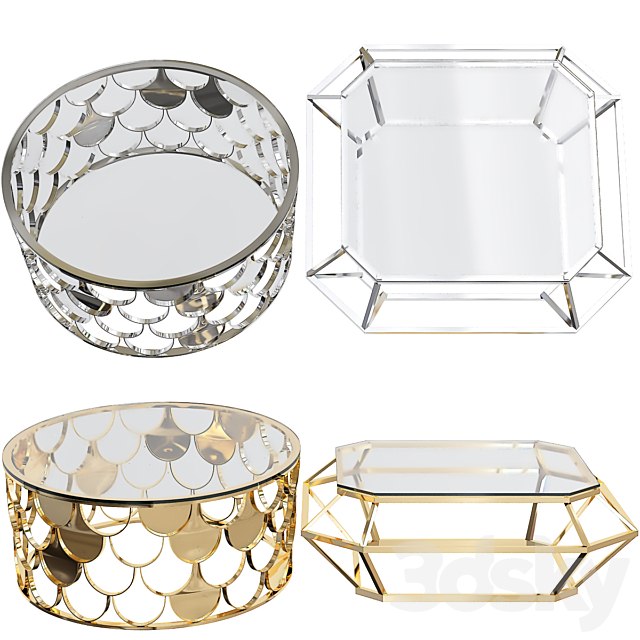 3d Models Table Gold Glass Box Gatsby Coffee Table Gold Set