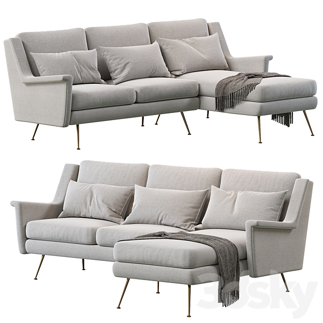 3d Models Sofa Carlo Mid Century 2 Piece Chaise Sectional