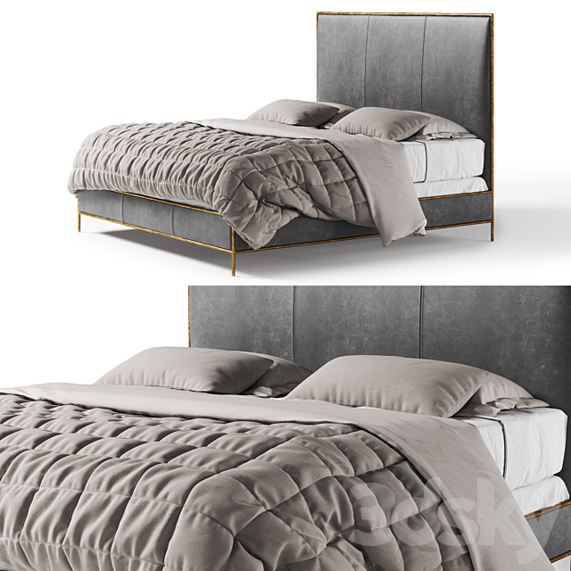3d models: Bed - Restoration Hardware Thaddeus leather bed gray
