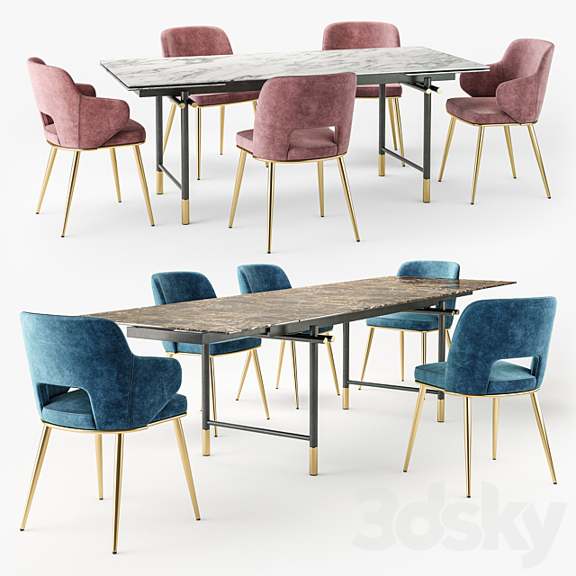 3d models: Table + Chair - Calligaris Monogram table Foyer ...
