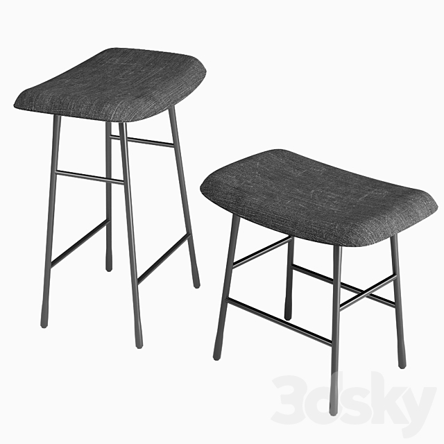 Hinged Bar Stools, 3d Models Chair Hinge Stool By Living Divani