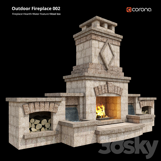 3d Models Fireplace Outdoor Fireplace 002