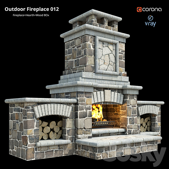 3d Models Fireplace Outdoor Fireplace 012