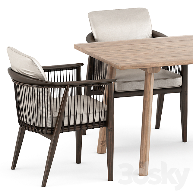 3d models: Table + Chair - VIOLA CHAIR by Poltrona Frau and TARO 6101 Table by fredericia