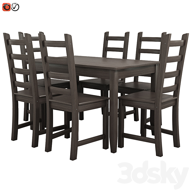 3d Models Table Chair Table And Chair Ikea Lerhamn Caustby