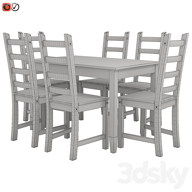 3d Models Table Chair Table And Chair Ikea Lerhamn Caustby