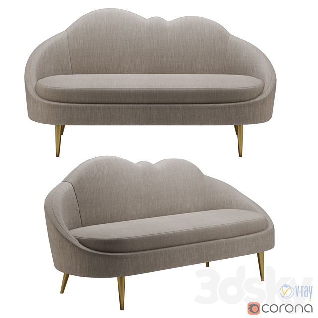 3d models: Sofa - Jonathan Adler Ether Settee sofa