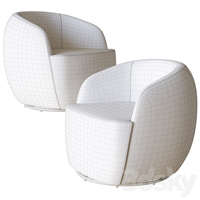 3d models: Arm chair - Gwyneth Navy Velvet Chair Cb2