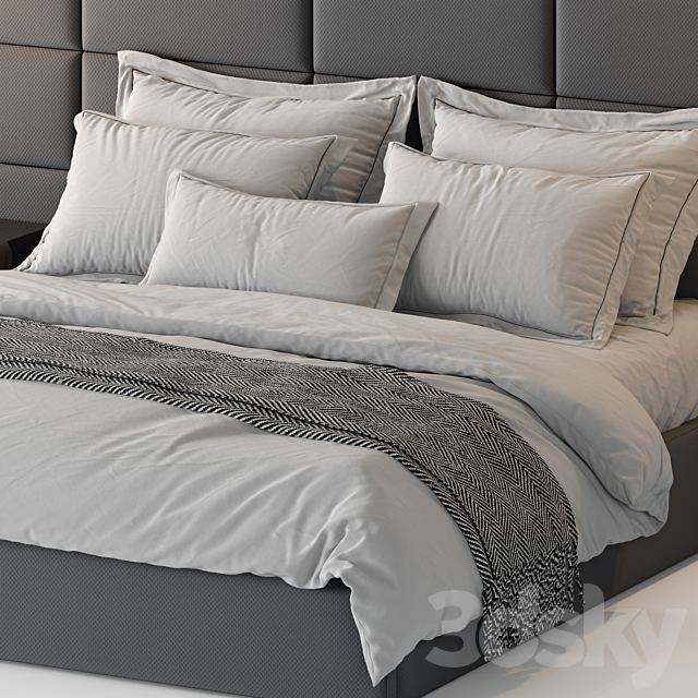 RH Modena Extended Panel Rectangular Channel Fabric Platform Bed Bed