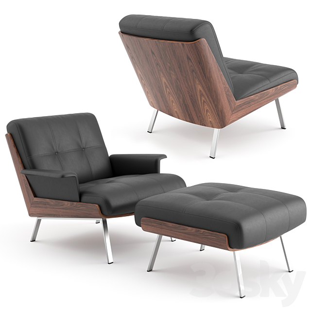 3d Models Arm Chair Daiki Armchair Footstool By Minotti