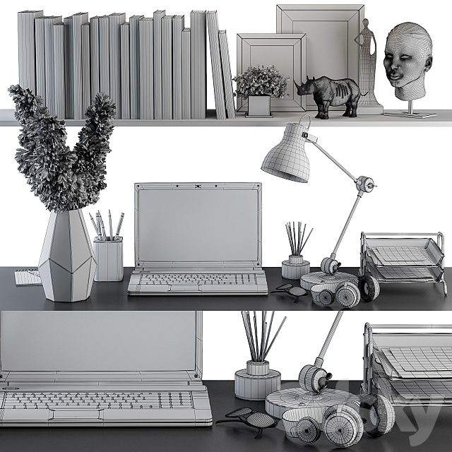 3d Models Decorative Set Decorative Office Supplies Black Set