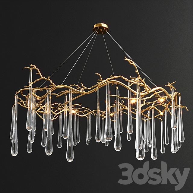 3d Models Pendant Light John Richard Brass And Glass Teardrop