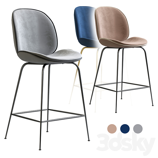 Gubi Beetle Counter Bar Stool Chair, Gubi 3d Bar Stool Fully Upholstered