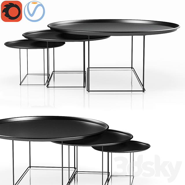 3d Models Table B B Italia Fat Fat Table Set