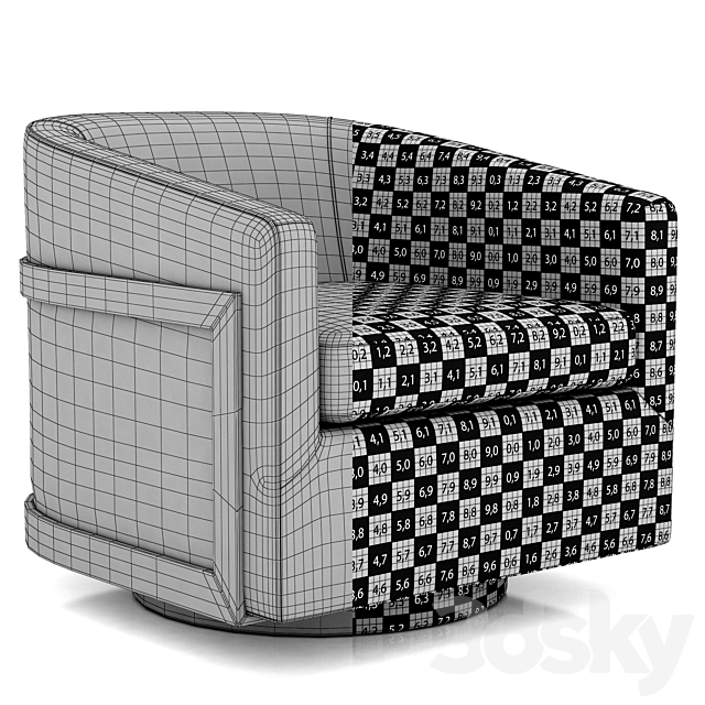 3d models: Arm chair - Restoration Hardware Reginald Leather Swivel Chair