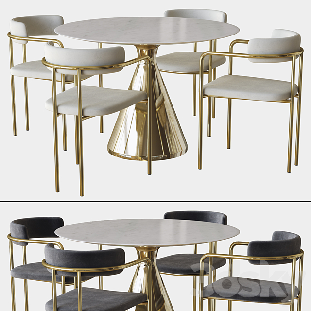 3d Models Table Chair Lenox Dining Chair And Silhouette Table West Elm