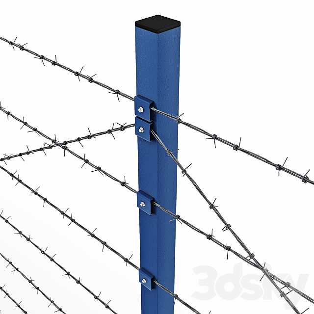 Barbed wire fencing Fence 3D Models