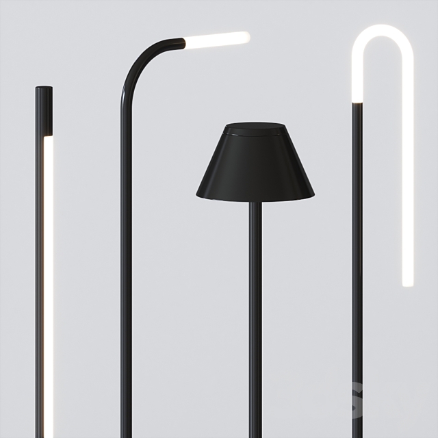 Minimalistic Thin Floor Lamps Set, Thin Floor Lamp
