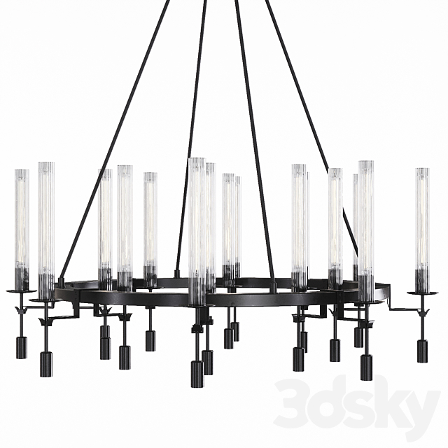 3d models: Pendant light - Restoration Hardware FONTANELLE ROUND CHANDELIER 46 Black