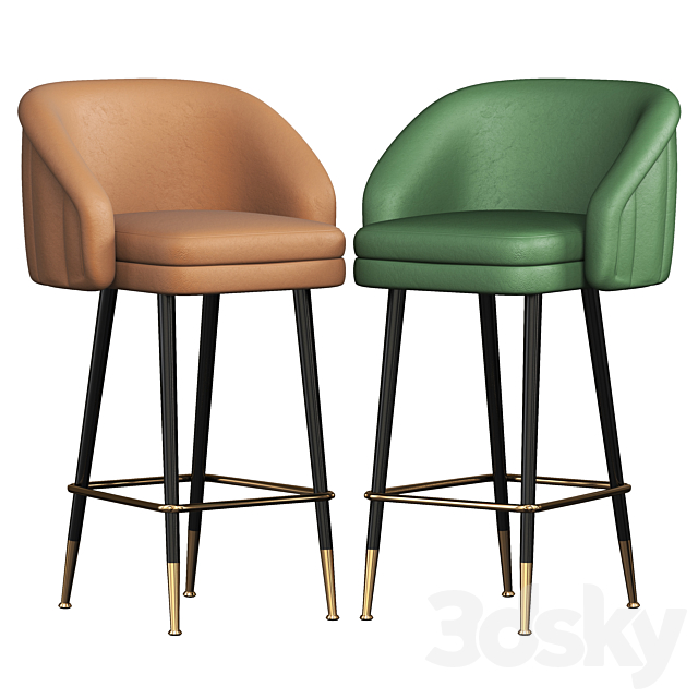 Dark Green Bar Stools Chair 3d Models, Olive Green Leather Bar Stools