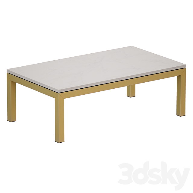 3d Models Table Parsons White Marble Top Brass Base 48x28 Small Rectangular Coffee Table Crate And Barrel
