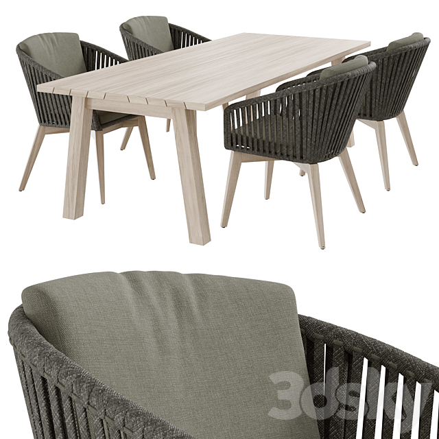 sturen Slordig Geavanceerde Outdoor garden wicker woven dining set 4so Santander - Table + Chair - 3D  Models