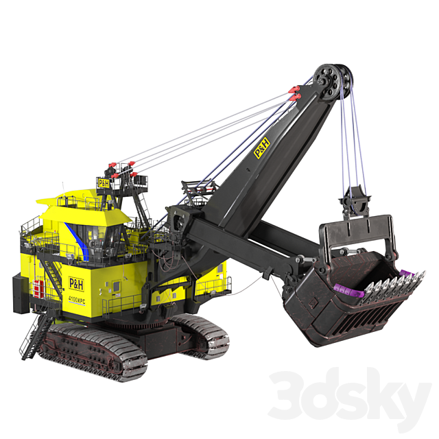 Excavator P H 4100xpc Ac Electric Rope Shovel Transport 3d Models