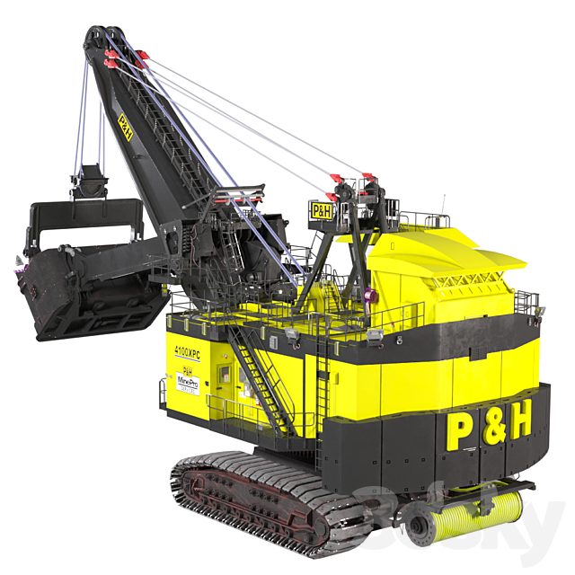 Excavator P H 4100xpc Ac Electric Rope Shovel Transport 3d Models