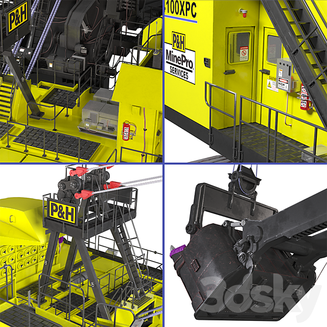 Excavator P H 4100xpc Ac Electric Rope Shovel Transport 3d Models
