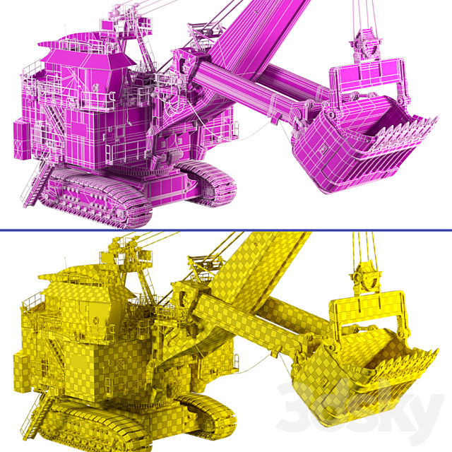 Excavator P H 4100xpc Ac Electric Rope Shovel Transport 3d Models