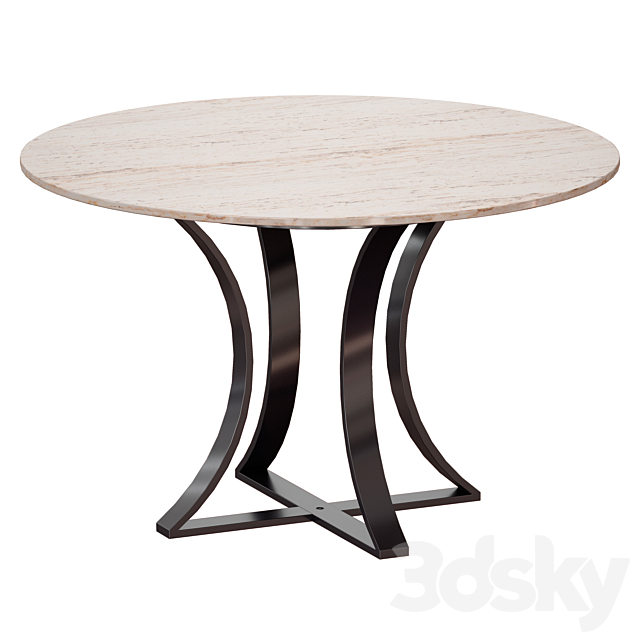 Damen 48 White Travertine Marble Top, 48 Inch Round Marble Top Dining Table