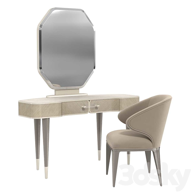 Michael Amini Lanterna Vanity Desk And, Vanity Desk Mirror And Chair