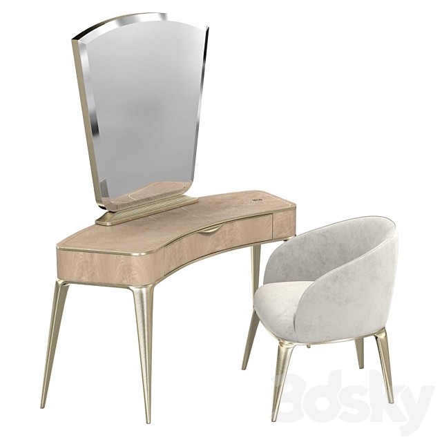 Michael Amini Aico Malibu Crest Vanity, Vanity Desk Mirror And Chair